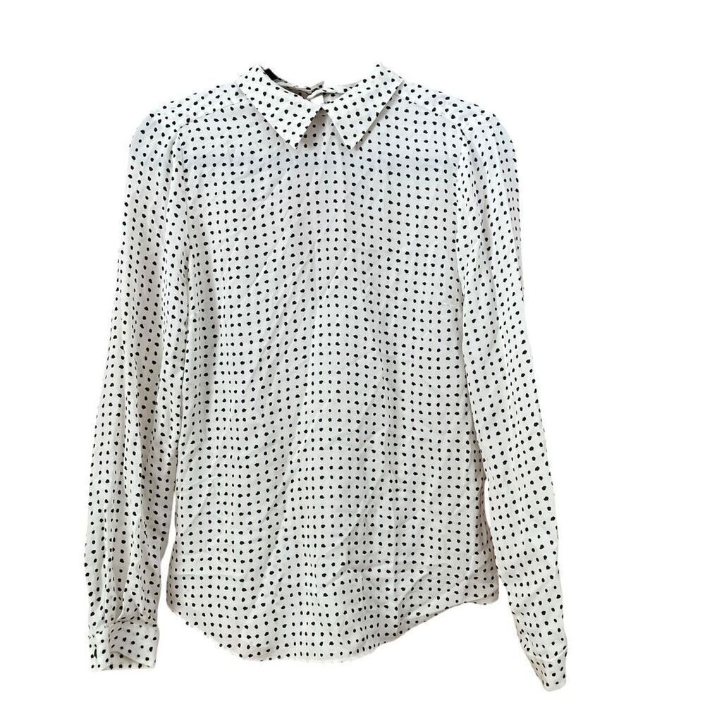 a.l.c White Silk Polka Dot Blouse with Peter Pan Collar